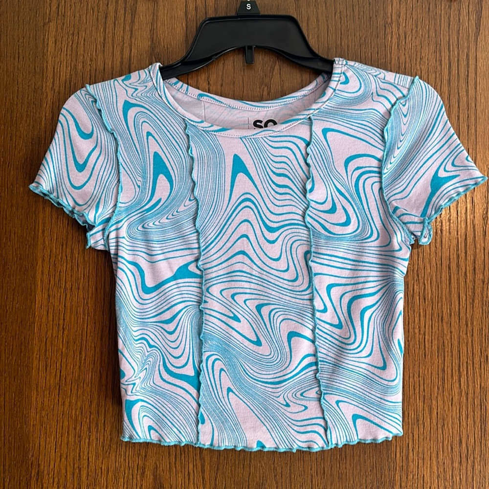 wavy blue and purple crop top